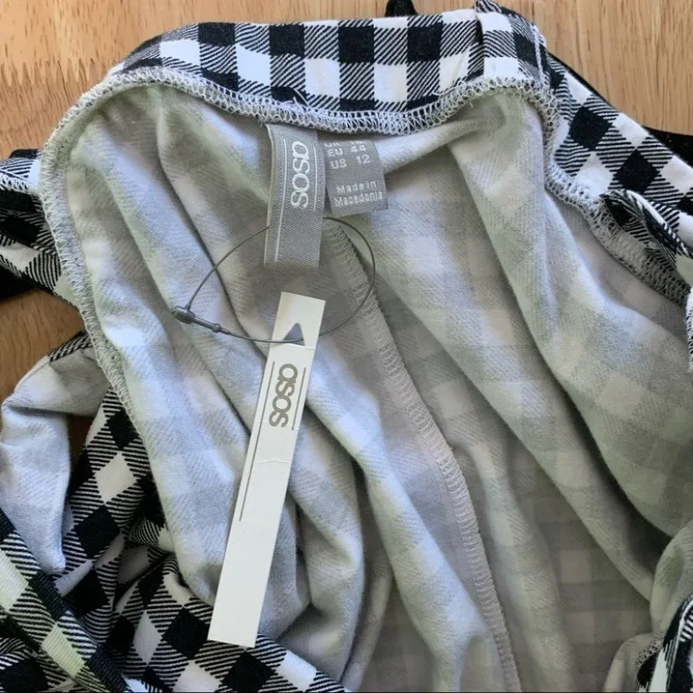 NEW ASOS Gingham Dress Size 12 - Picture 6 of 9